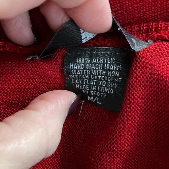 Folio NY Red Cardigan Sweater Sz M/L Longer in Front - Picture 6 of 6